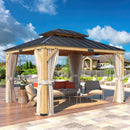 EROMMY 11‘ x 13‘ Hardtop Gazebo, Solid Spruce Wood Gazebo with Waterproof Asphalt Roof, for Lawns, Beach, Patio, Garden-Erommy